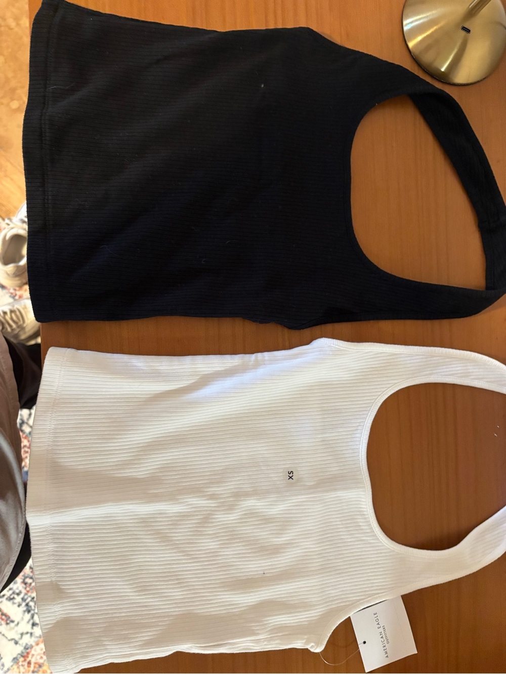 American Eagle Outfitters Black and White Ribbed Tank Tops